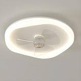 Minimalist White Round Flush Ceiling Fan with LED Light Image - 7