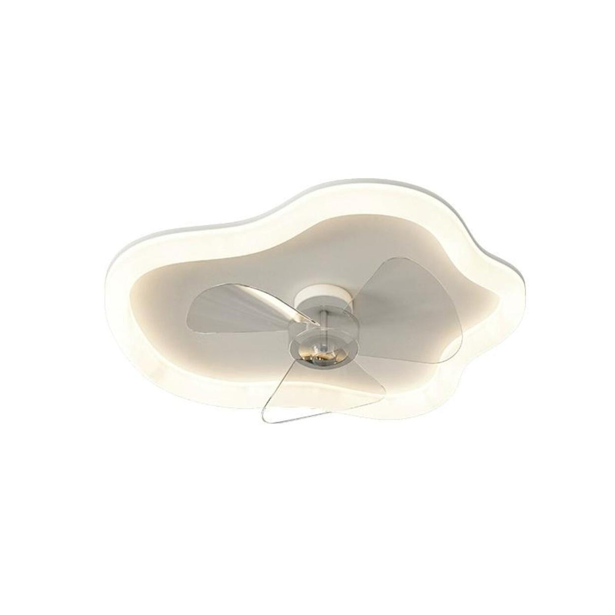 Minimalist White Round Flush Ceiling Fan with LED Light Image - 8