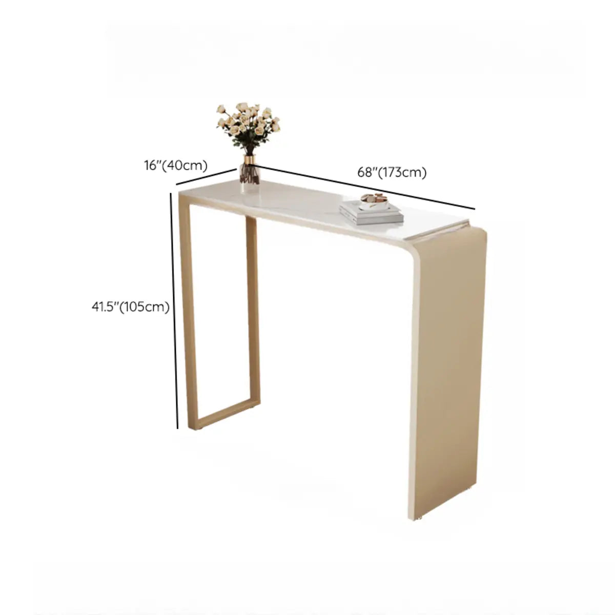 Minimalist White Slim Rectangular Quartz Bistro Bar Table Image - 12