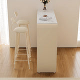Minimalist White Slim Rectangular Quartz Bistro Bar Table Image - 5