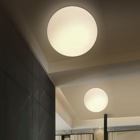Minimalist White Sphere Glass Ceiling Lamp Hallway Image - 1