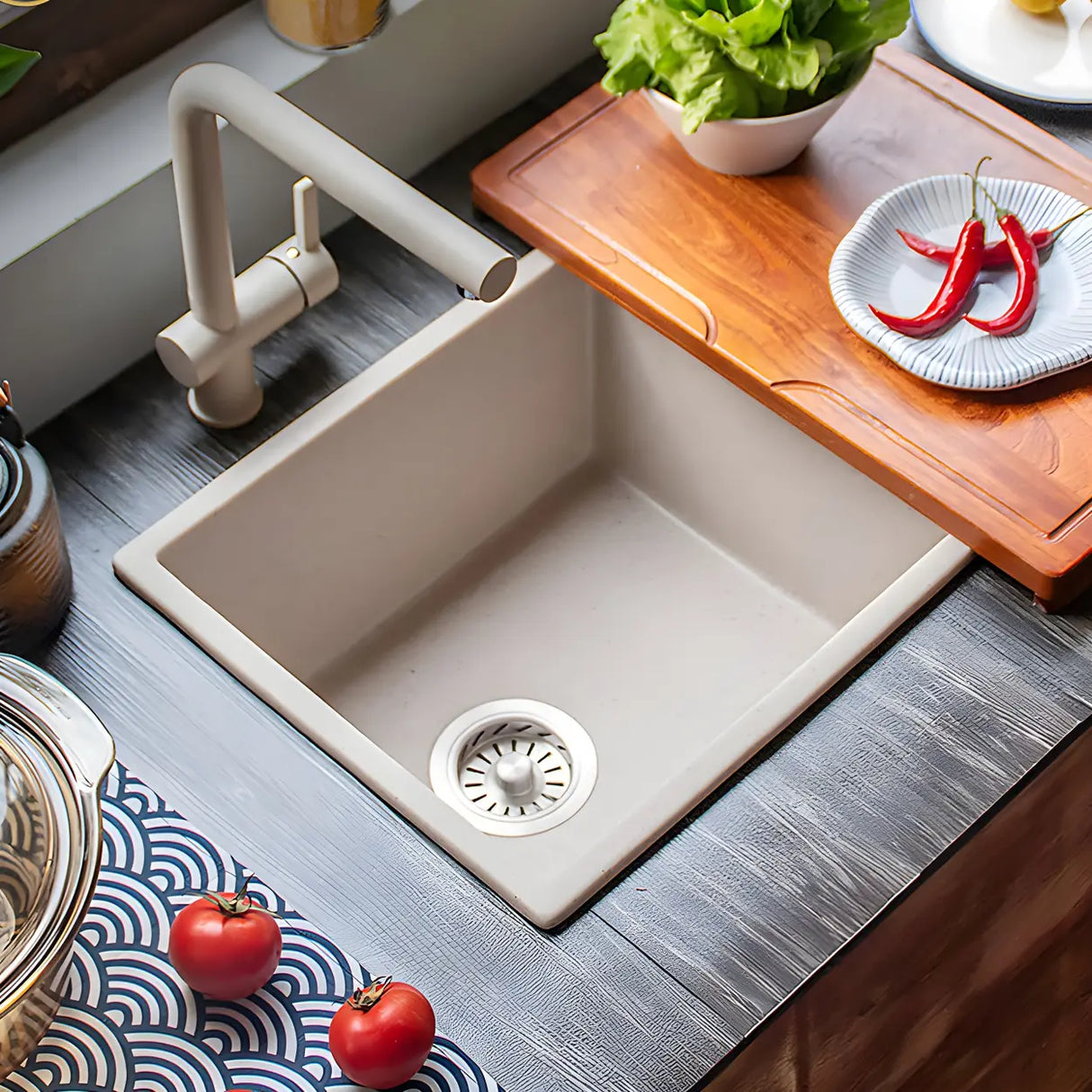 Minimalist White Square Sink for Kitchen Space Image - 3