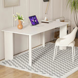 Minimalist White Stone Rectangular Computer Desk Image - 13