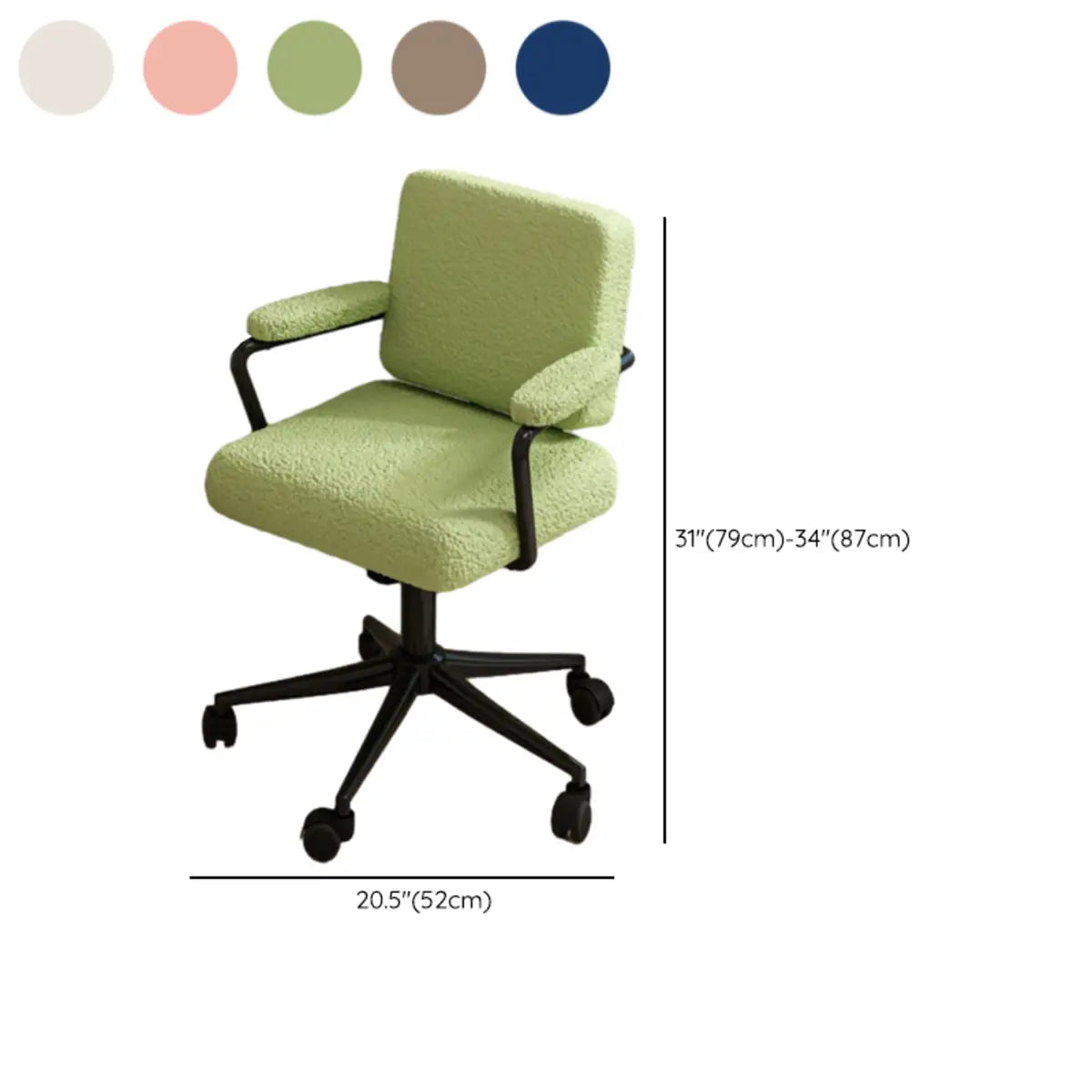 Minimalist White Swivel Fabric Office Chair with Wheels 