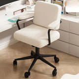 Minimalist White Swivel Fabric Office Chair with Wheels Image - 4