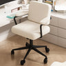 Minimalist White Swivel Fabric Office Chair with Wheels Image - 4