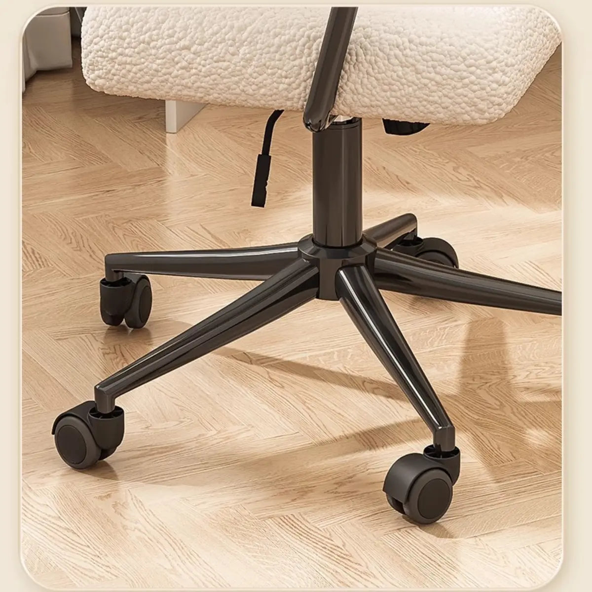 Minimalist White Swivel Fabric Office Chair with Wheels Image - 7