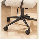 Minimalist White Swivel Fabric Office Chair with Wheels Image - 7