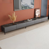 Minimalist White Wood Rectangular TV Stand with Cabinet Image - 10