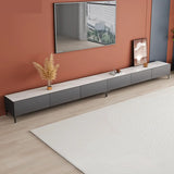 Minimalist White Wood Rectangular TV Stand with Cabinet Image - 12
