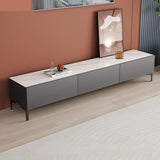 Minimalist White Wood Rectangular TV Stand with Cabinet Image - 14