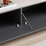 Minimalist White Wood Rectangular TV Stand with Cabinet Image - 3