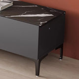 Minimalist White Wood Rectangular TV Stand with Cabinet Image - 4