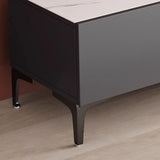 Minimalist White Wood Rectangular TV Stand with Cabinet Image - 5