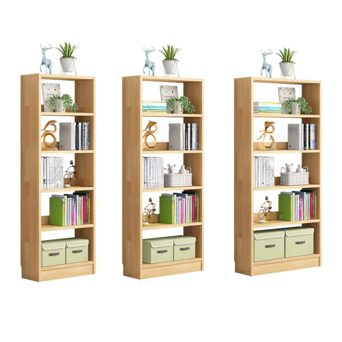 Minimalist Wood Vertical Rectangular Storage Bookcase Image - 10