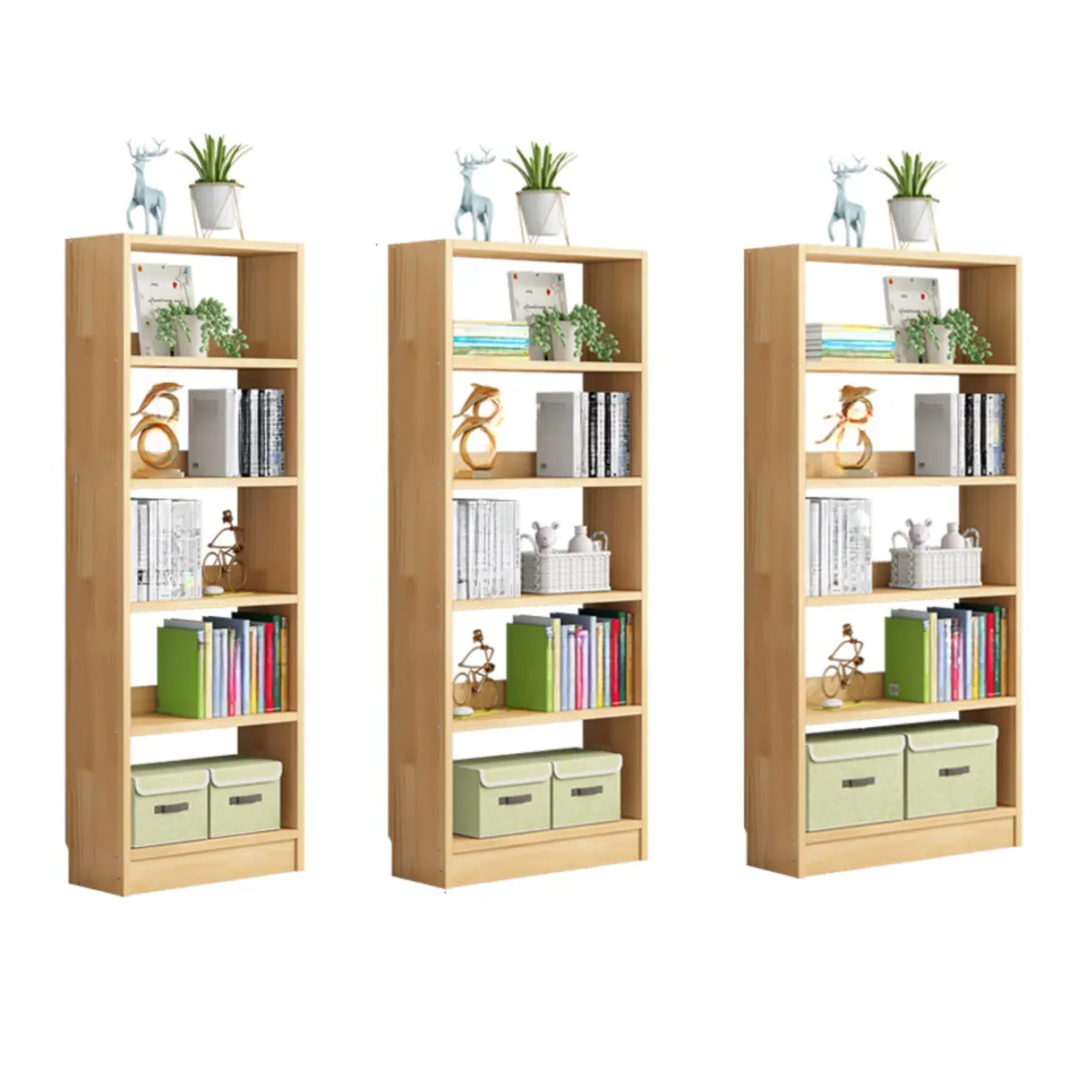 Minimalist Wood Vertical Rectangular Storage Bookcase Image - 10