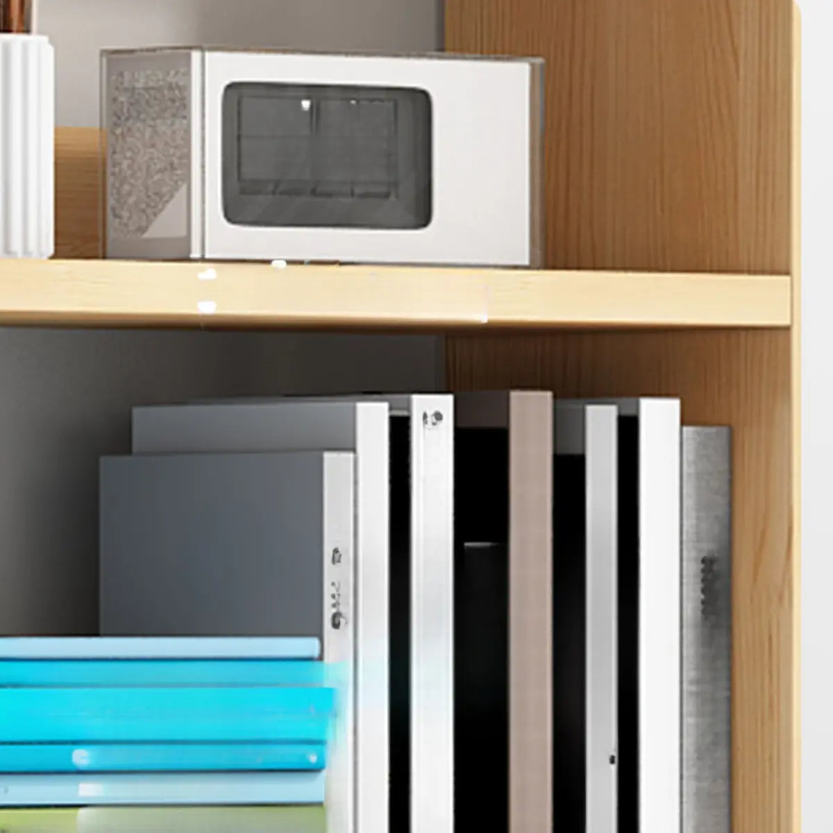 Minimalist Wood Vertical Rectangular Storage Bookcase Image - 13