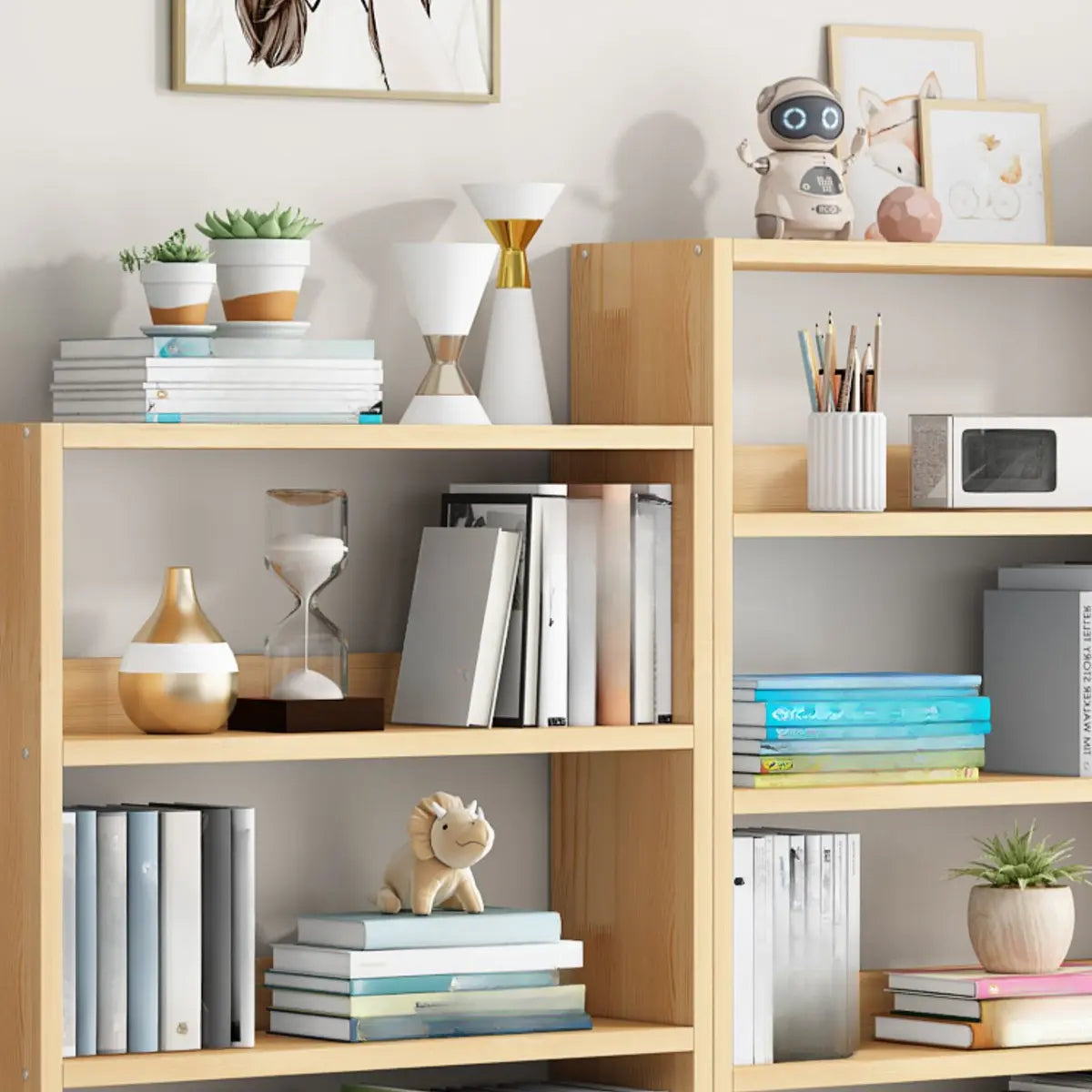 Minimalist Wood Vertical Rectangular Storage Bookcase Image - 15