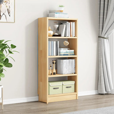 Minimalist Wood Vertical Rectangular Storage Bookcase Image - 2