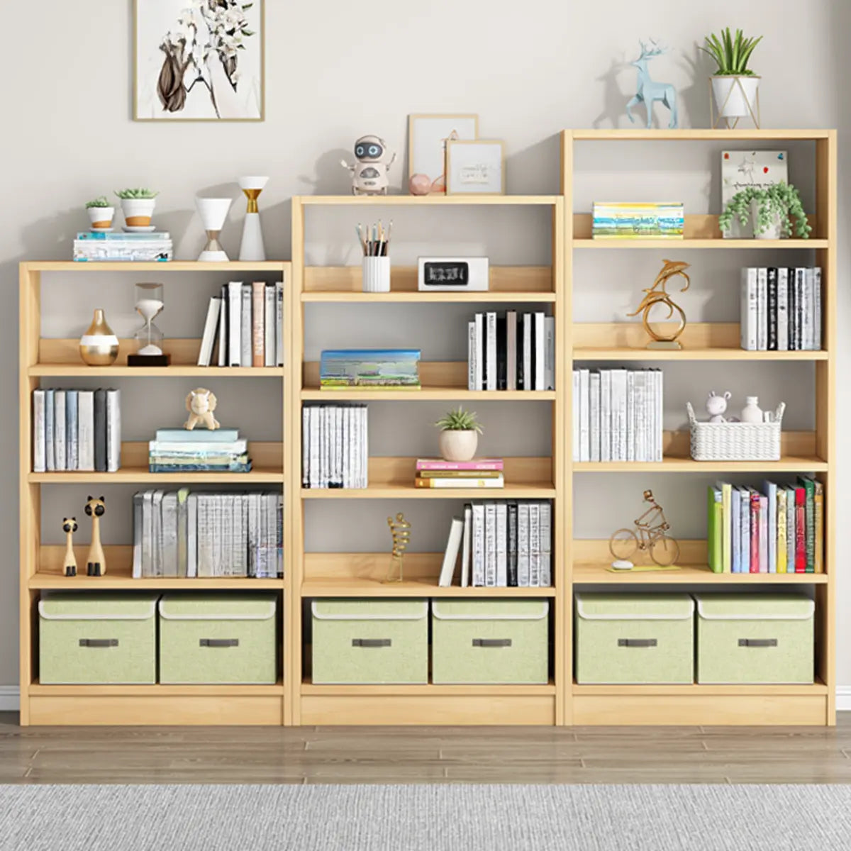 Minimalist Wood Vertical Rectangular Storage Bookcase Image - 6