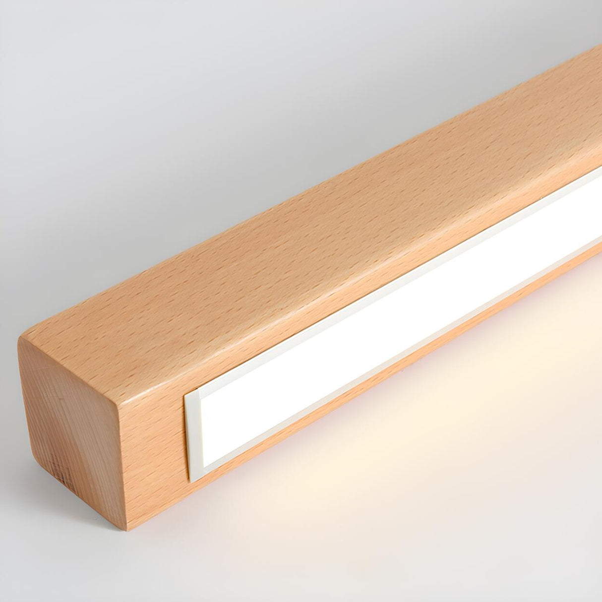 Minimalist Wooden Linear LED Flush Mount Ceiling Light Image - 9