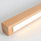 Minimalist Wooden Linear LED Flush Mount Ceiling Light Image - 9