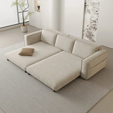 Minimalsit Foldable Beige Anti-Scratch Sleeper Sofa with Storage Image - 2