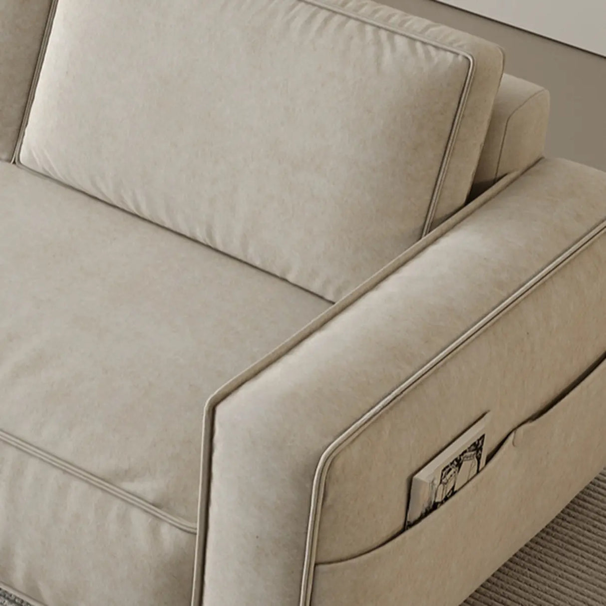 Minimalsit Foldable Beige Anti-Scratch Sleeper Sofa with Storage Image - 5