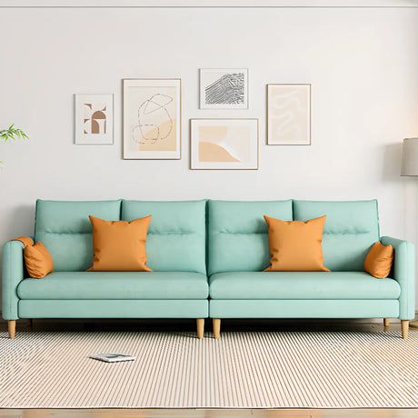 Mint Green Faux Cashmere Cushion Back Storage Sofa Image - 1
