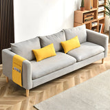 Mint Green Faux Cashmere Pillow Back Storage Sofa Image - 4