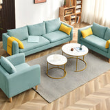 Mint Green Faux Cashmere Pillow Back Storage Sofa Image - 8