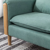 Mint Green Flannel Fabric Pillow Back Square Arm Sofa Image - 10
