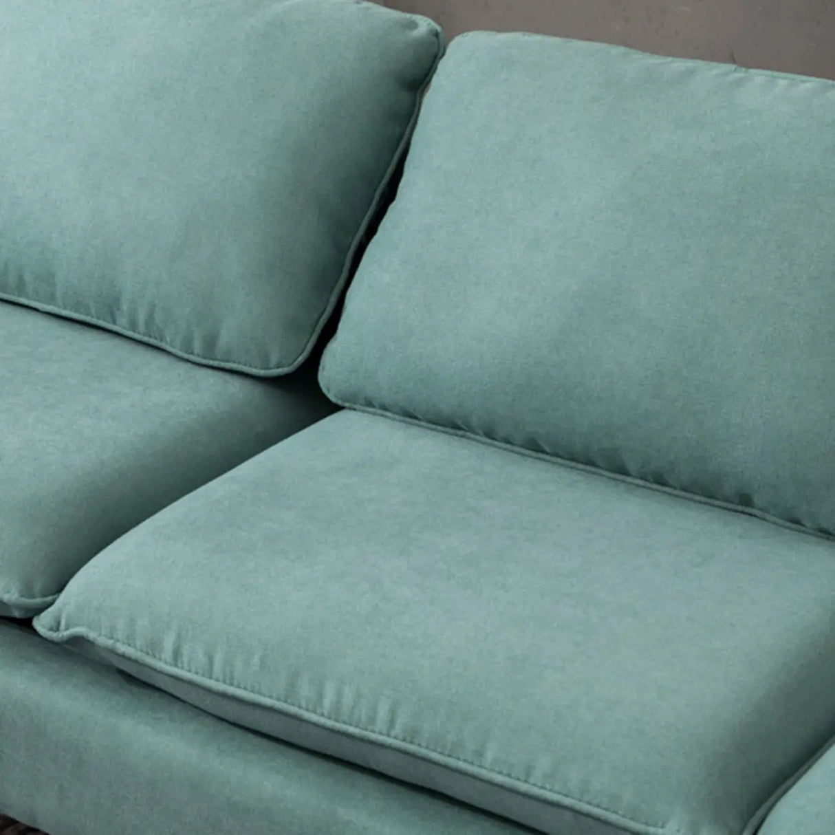 Mint Green Flannel Fabric Pillow Back Square Arm Sofa Image - 11