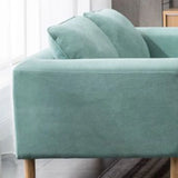 Mint Green Flannel Fabric Pillow Back Square Arm Sofa Image - 13