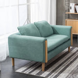 Mint Green Flannel Fabric Pillow Back Square Arm Sofa Image - 3