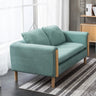 Mint Green Flannel Fabric Pillow Back Square Arm Sofa Image - 3