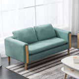 Mint Green Flannel Fabric Pillow Back Square Arm Sofa Image - 8