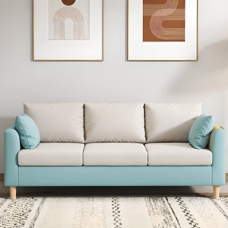 Mint Green Off-White Snowflake Velvet Tuxedo Arm Sofa Image - 1