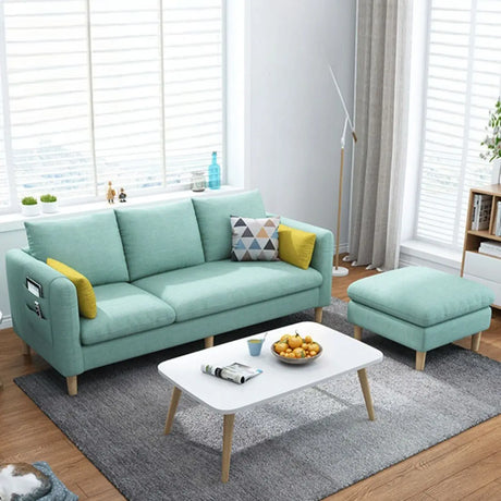 Mint Green Removable Cushion Cotton Linen Storage Sofa Image - 1