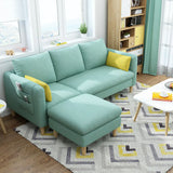 Mint Green Removable Cushion Cotton Linen Storage Sofa Image - 2