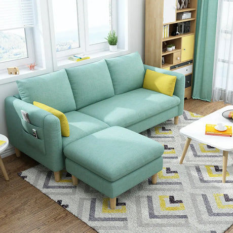 Mint Green Removable Cushion Cotton Linen Storage Sofa Image - 2