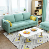Mint Green Removable Cushion Cotton Linen Storage Sofa Image - 3