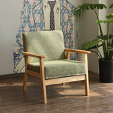 Mint Green Scratch Resistant Linen Fixed Back Arm Chair Image - 1