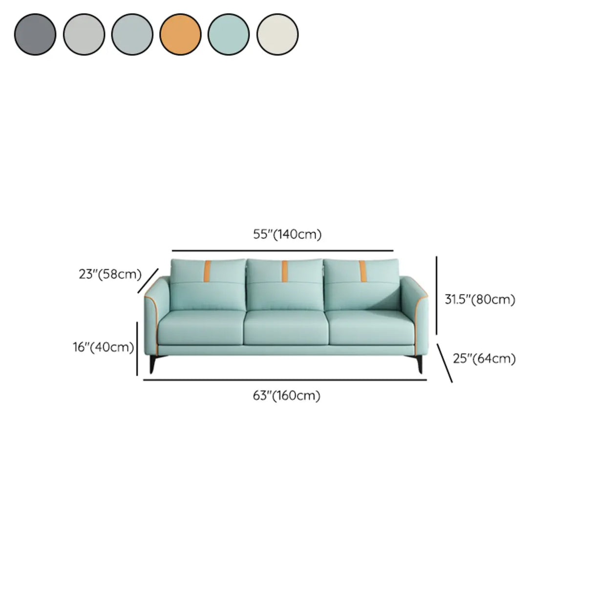 Mint Green Stain Resistant Tuxedo Arm Pillow Back Sofa 