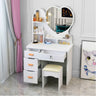 Mirrored Storage Wood Heart Kids Vanity Set with Stool Image - 2