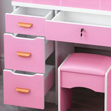 Mirrored Storage Wood Heart Kids Vanity Set with Stool Image - 4