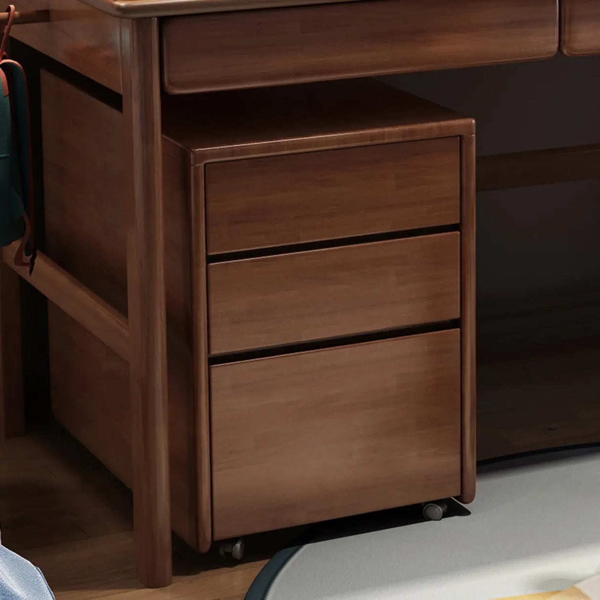Mobile Vertical Short Wood Filing Cabinet with Drawers Image - 4