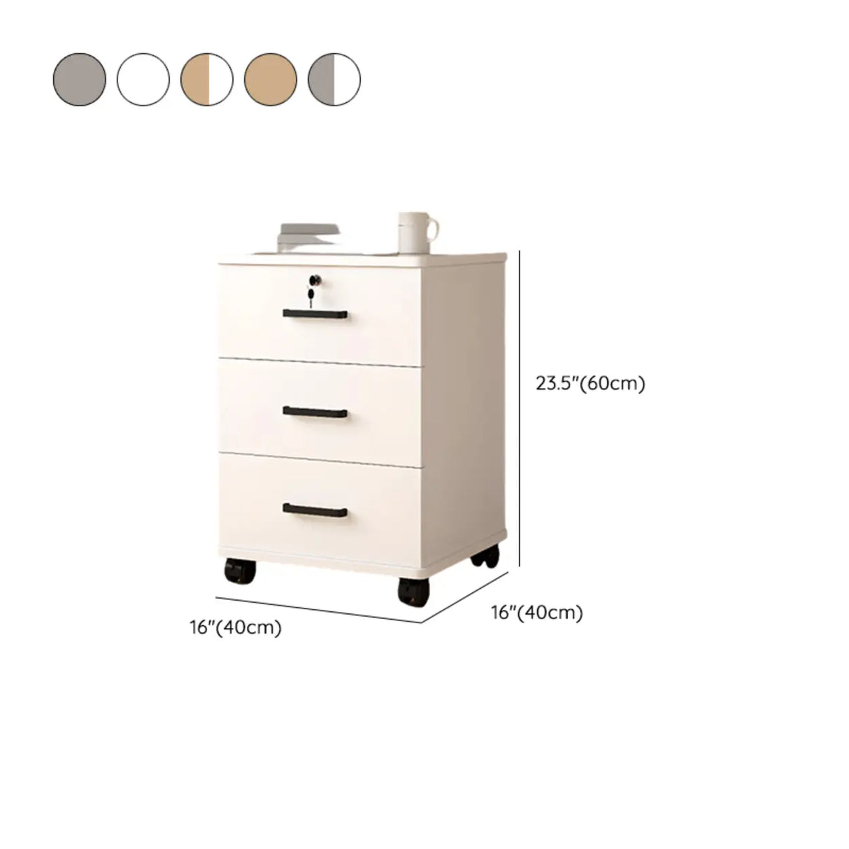 Mobile Vertical Wood Light Gray Storage Filing Cabinet 