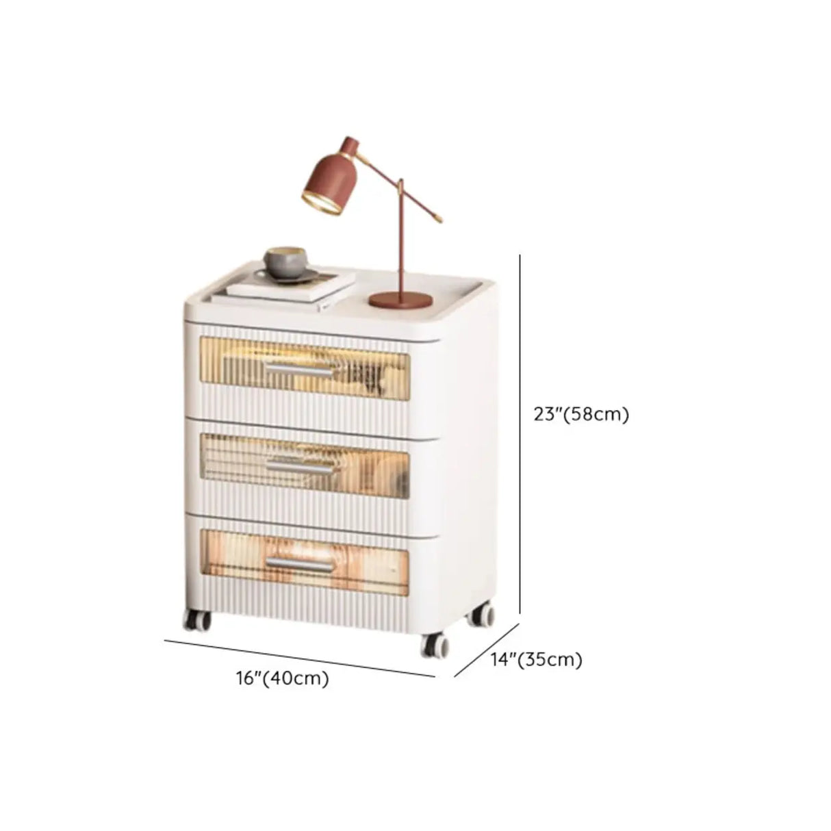 Mobile White Tip Resistant Kids Nightstand with Drawers Image - 16