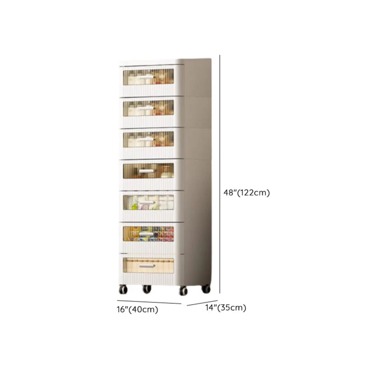 Mobile White Tip Resistant Kids Nightstand with Drawers Image - 19
